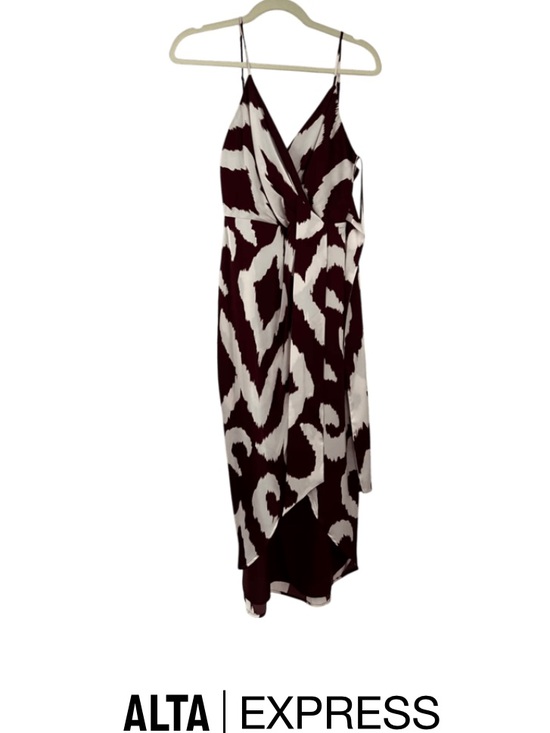 Express Dresses & Skirts - burgundy and white high-low wrap dress